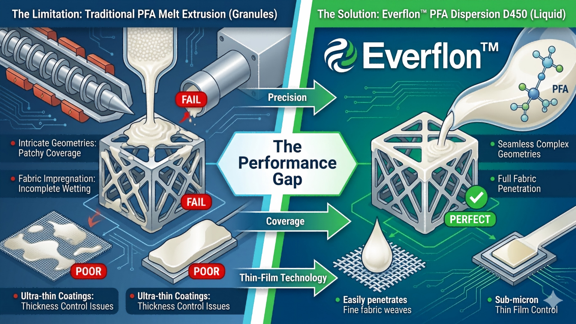 Looking to impart extreme fluoroplastic protection to complex or porous substrates
